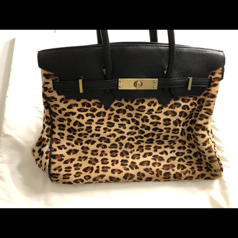 Leopard Print Satchel bag - pony hair.